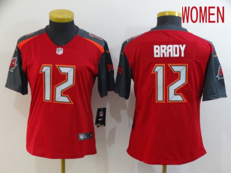 Women Tampa Bay Buccaneers #12 Tom Brady Red Nike Limited Vapor Untouchable NFL Jerseys->women nfl jersey->Women Jersey